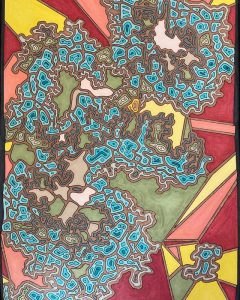 Colourful abstract geometric drawing titled '2017' by Garrett Porter Art